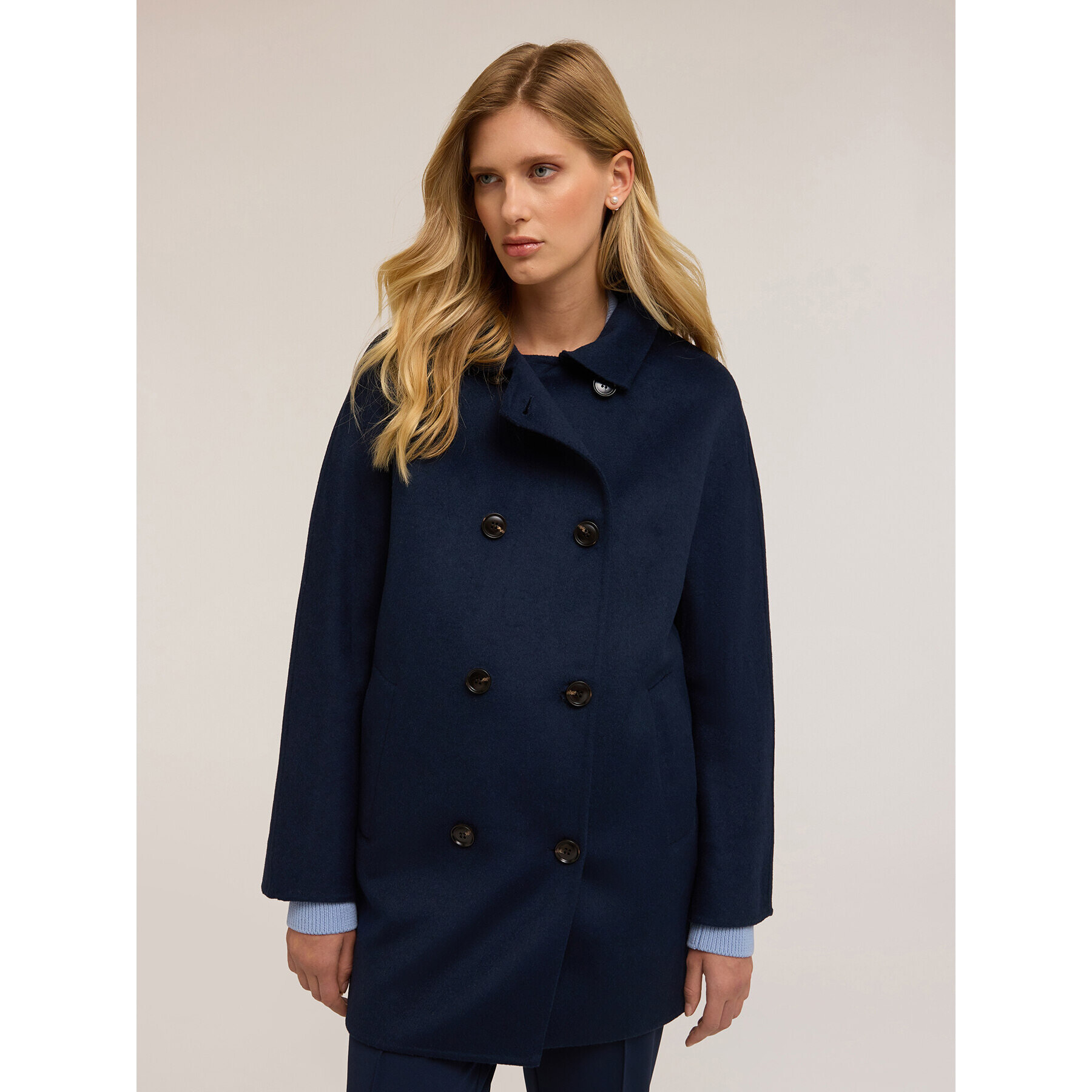 Motivi - Cappotto doppiopetto in panno misto lana - Blu