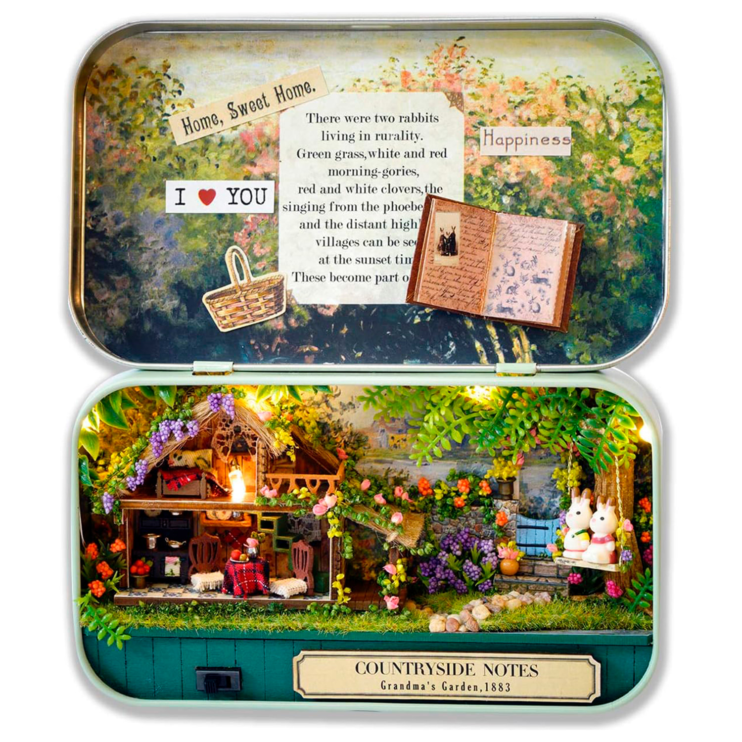 Diario del jardín. Maqueta 3D plegable, realista con gran detalle y luces led.