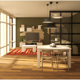 Pack salón con mesa de centro y mesa de comedor Kenzo Max V2B Blanco Brillo - Gris Antracita