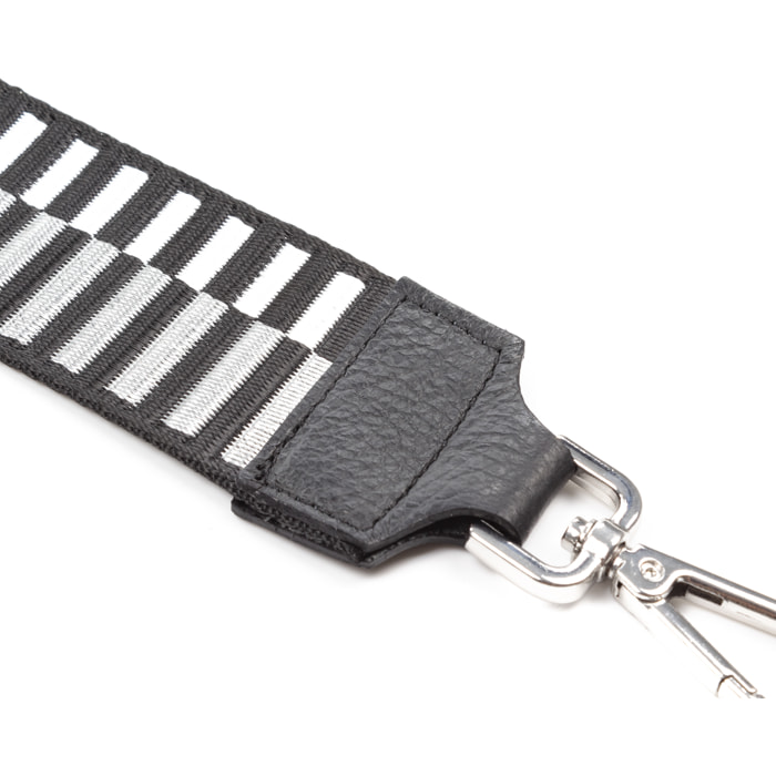 Amato correa universal para bolsos mujer. Piel auténtica Dollaro combinada con tela.