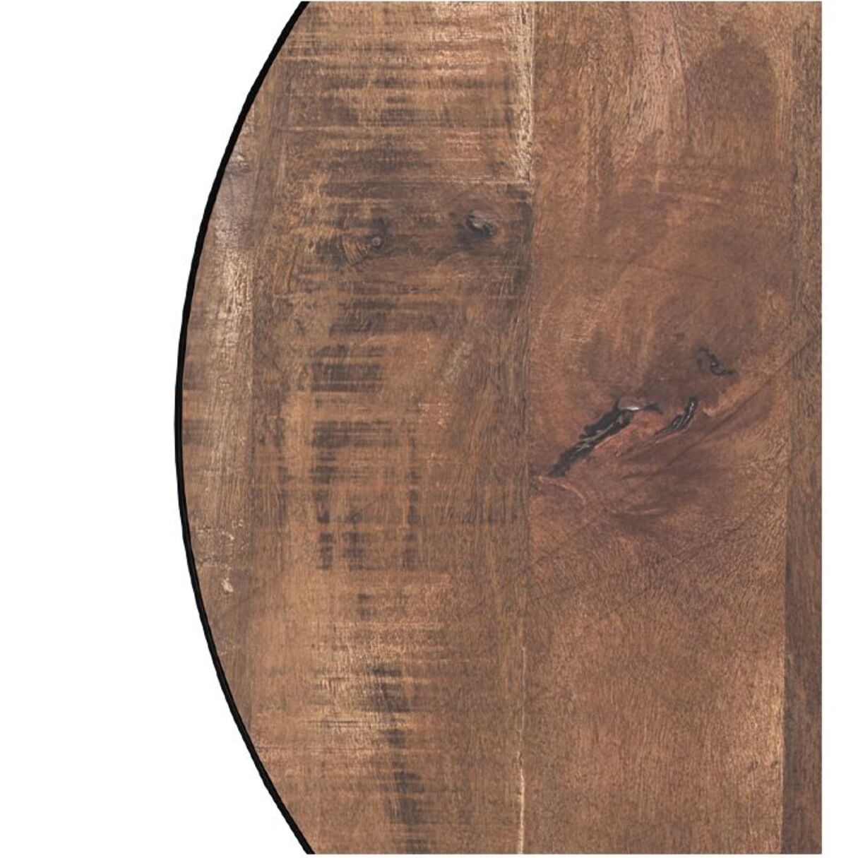 Table basse ronde en bois massif et métal D90 cm - Tajy