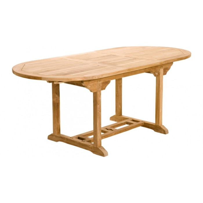 HARRIS - Table de jardin 6/8 personnes - ovale extensible - 150/200*90 cm en bois Teck brut