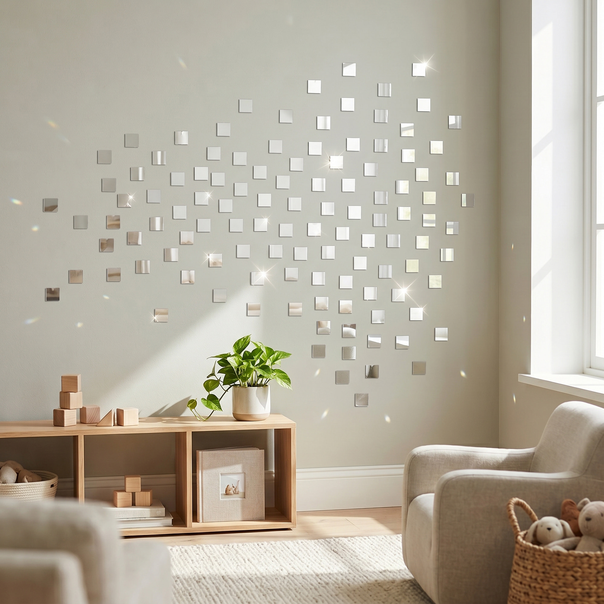 Pack de 100 stickers miroirs mosaïques 2 x 2 cm