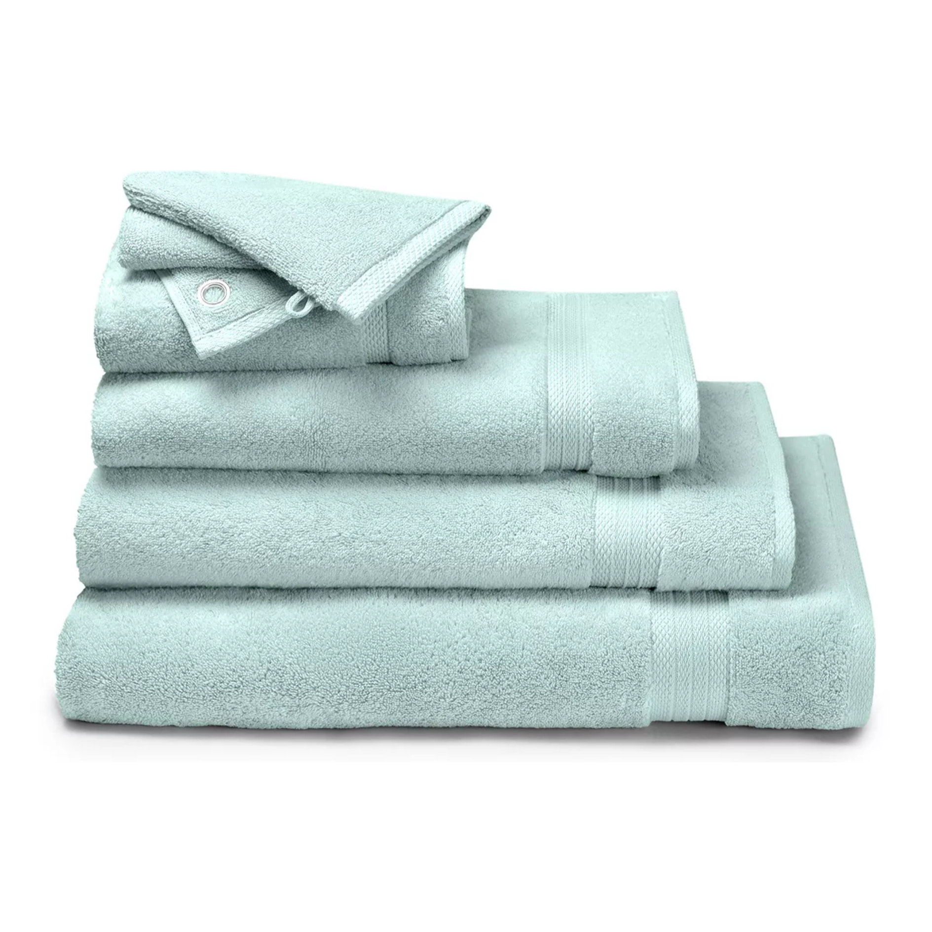 Serviette invites pur coton 550 g/m² uni bleu Elea glacier