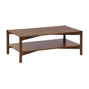 Table basse rectangulaire décor bois double plateau 110cm noyer - Harmony