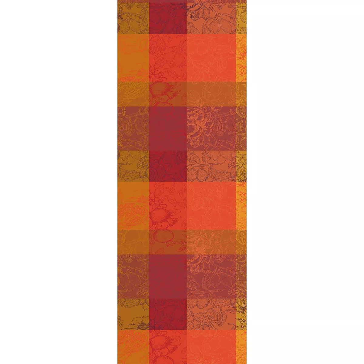 Chemin de table pur coton motif jacquard orange rouge Mille senteurs epices