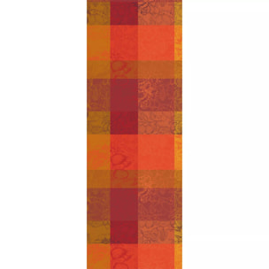 Chemin de table pur coton motif jacquard orange rouge Mille senteurs epices