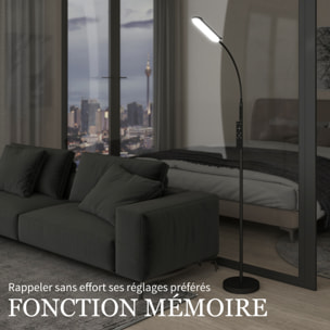 Lampadaire LED dimmable avec télécommande - contrôle tactile, réglable - H.175 cm - acier polycarbonate noir