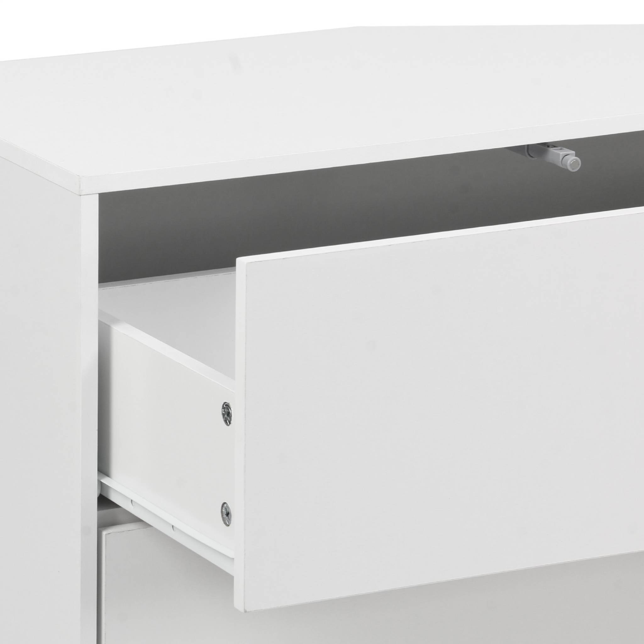 Commode. module de rangement décor bois blanc 3 tiroirs - Kompo