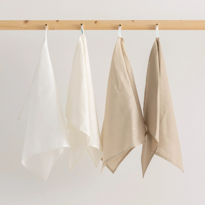 Pack de 2 torchons de cuisine 100% lin Taupe 45x70 cm