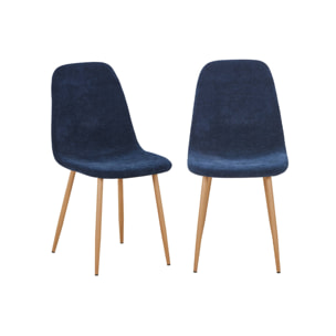 Chaise décor bois et tissu (lot de 2) VERA
