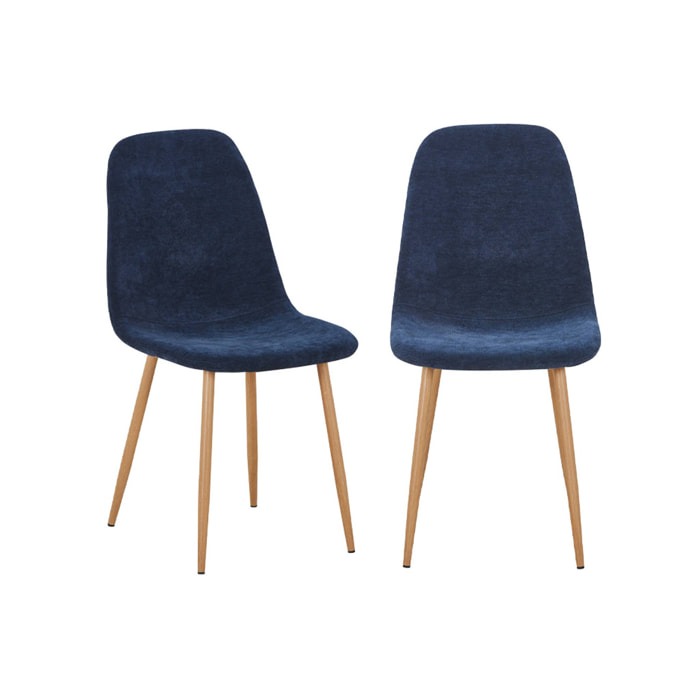 Chaise décor bois et tissu (lot de 2) VERA