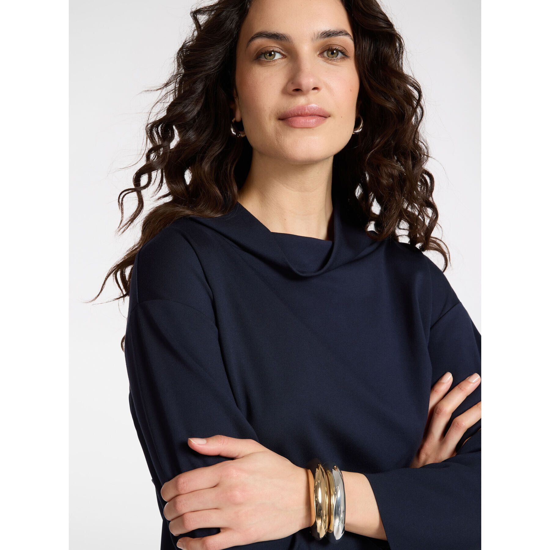 Elena Mirò - Camiseta con cuello suave - Azul