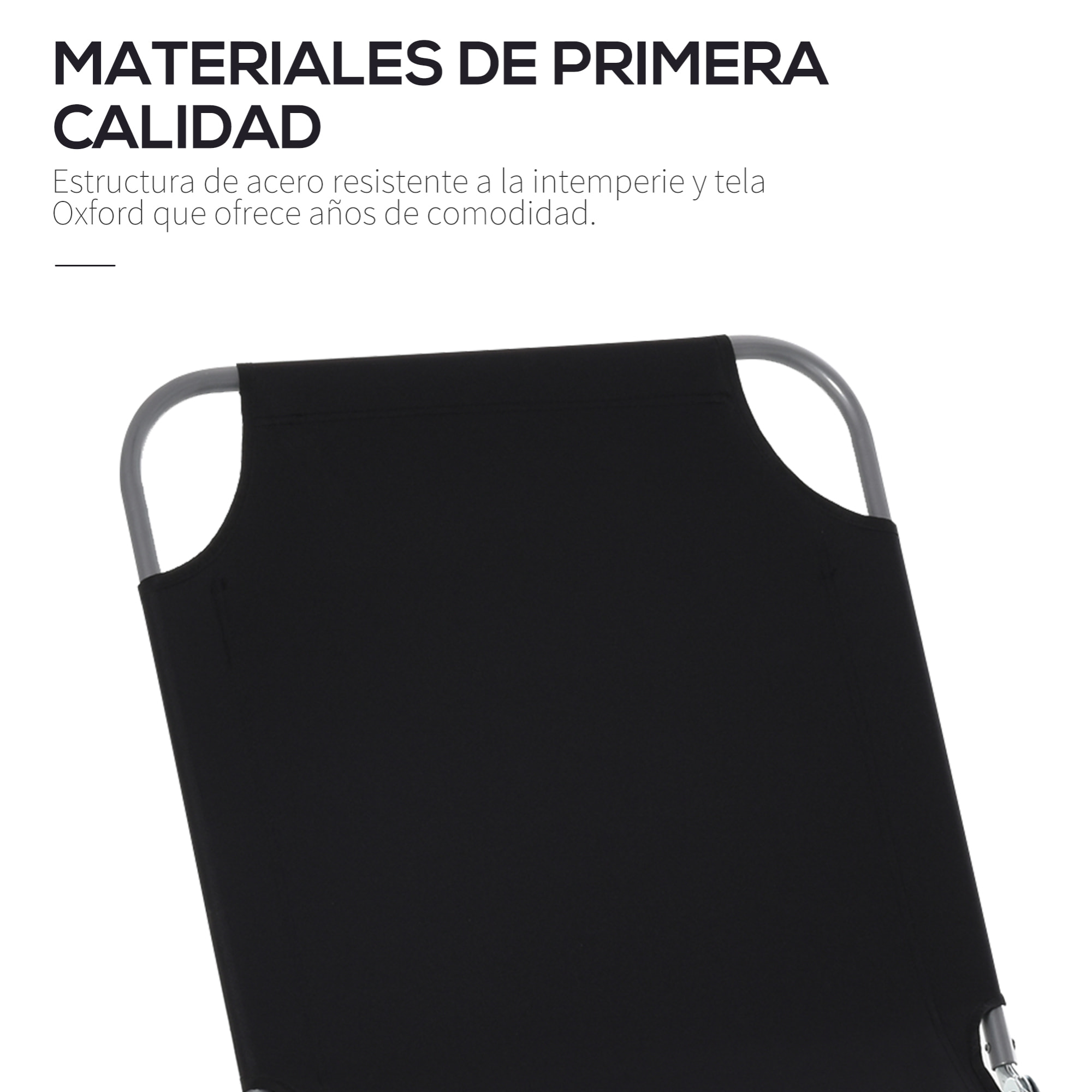 Tumbona Plegable Tumbona Jardín Exterior con Respaldo Ajustable en 5 Posiciones y Estructura Metálica Carga 120 kg para Terraza Piscina Playa 187x55x24 cm Negro