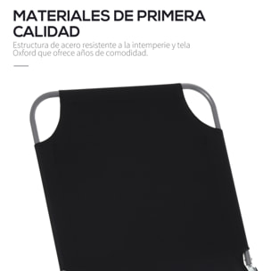 Tumbona Plegable Tumbona Jardín Exterior con Respaldo Ajustable en 5 Posiciones y Estructura Metálica Carga 120 kg para Terraza Piscina Playa 187x55x24 cm Negro