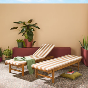 Bain de soleil bois d'acacia multi positions avec roulettes (lot de 2) AREQUIPA