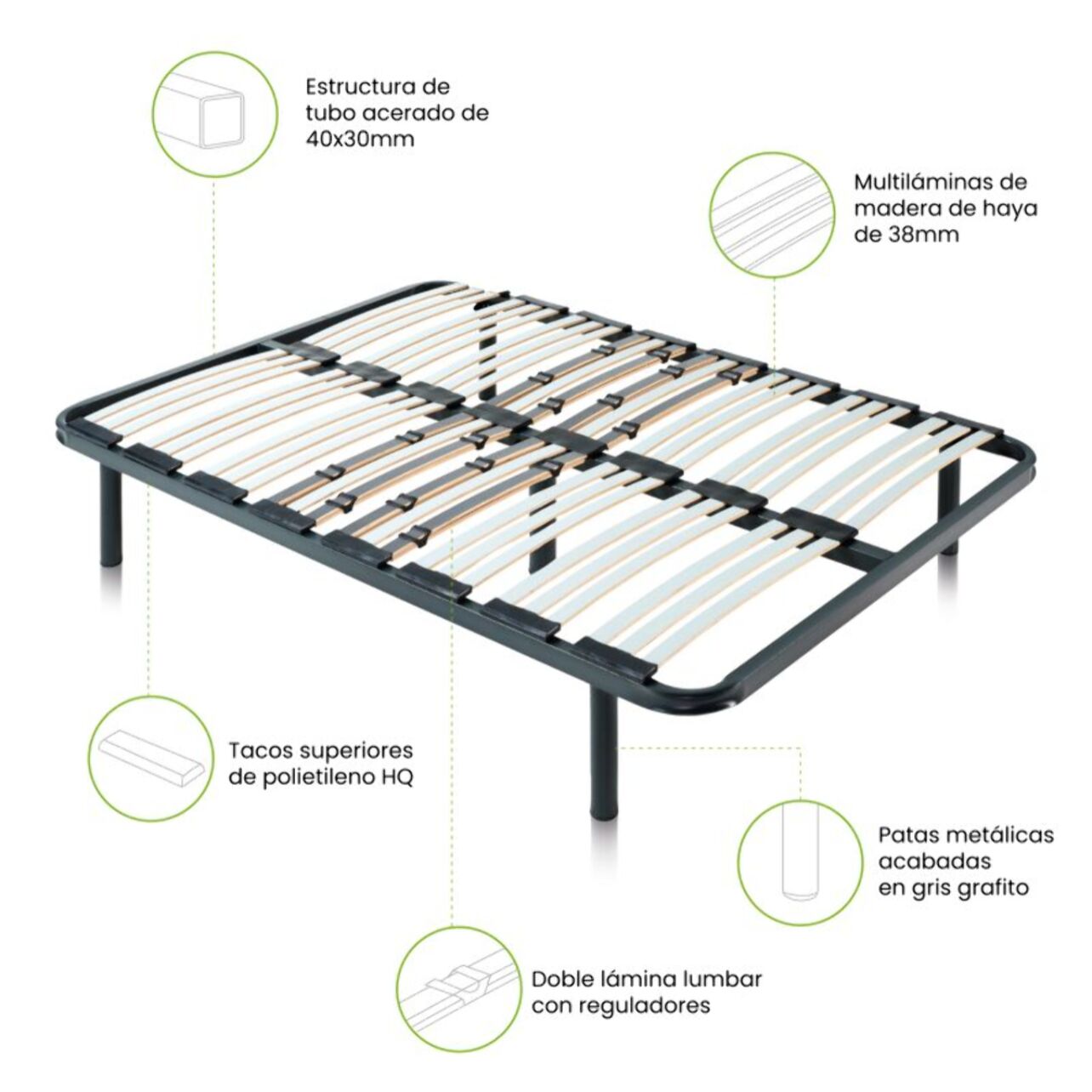 Somier láminas RX Diamond - Con patas