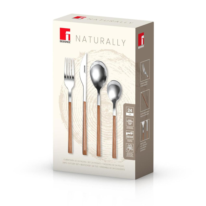 Juego de 24Pzs de cuberteria (6 cuchillos + 6 tenedores + 6 cucharas + 6 cucharillas) en Acero inoxidable