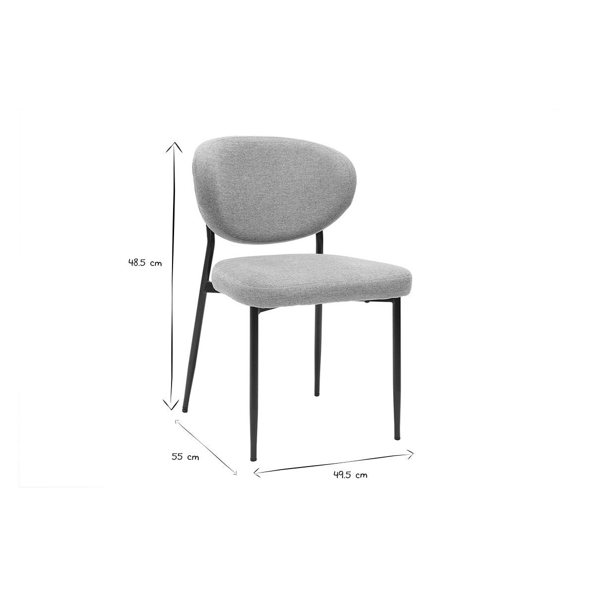 Chaises en tissu effet velours texturé terracotta et métal noir (lot de 2) BREKA