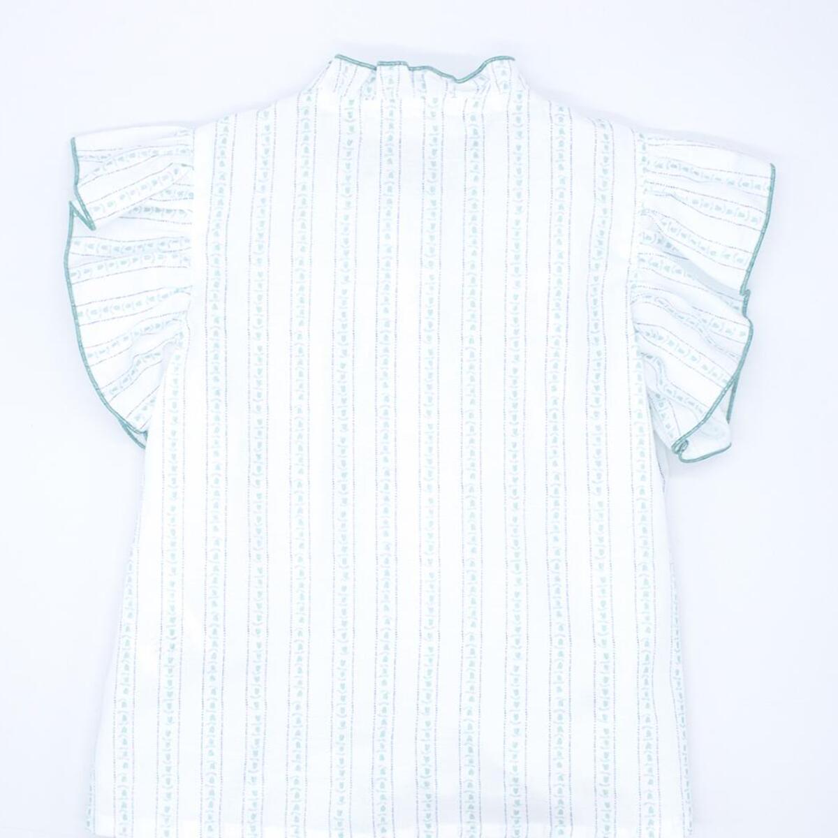 Blusa flor y raya verde