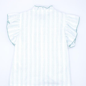 Blusa flor y raya verde