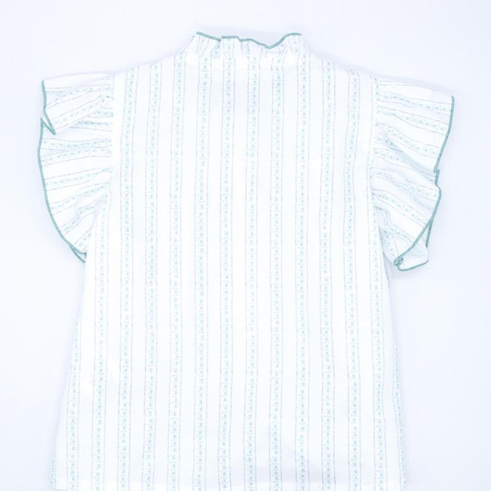 Blusa flor y raya verde