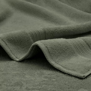 Drap de douche pur coton 550 g/m² uni vert Elea kaki
