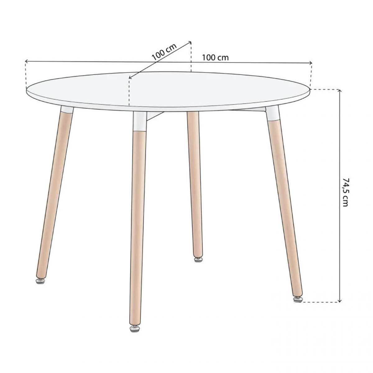 Mesa de comedor redonda Skandia Blanco - Madera de haya