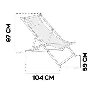 Mezzaluna - Set di 2 sdraio pieghevoli 59x97x104 cm da giardino in alluminio e textilene tortora