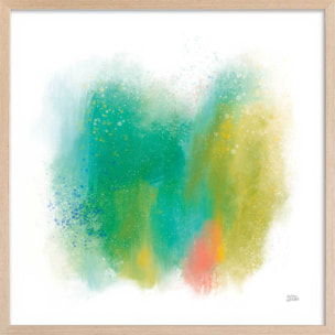 Poster happy green Affiche + cadre en bois - Chêne