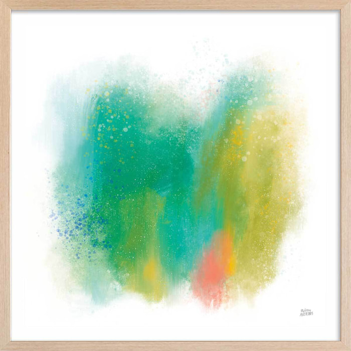 Poster happy green Affiche + cadre en bois - Chêne