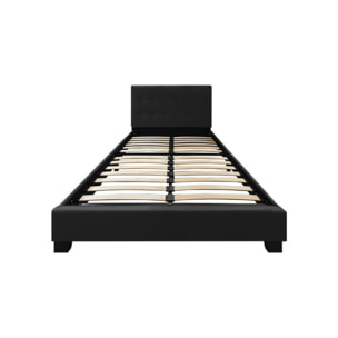 Lit double design capitonné 140x190 cm - BIANCA