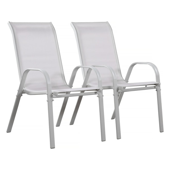 Fauteuil jardin Textilène "Cordoba" - Phoenix - Gris clair - Lot de 2
