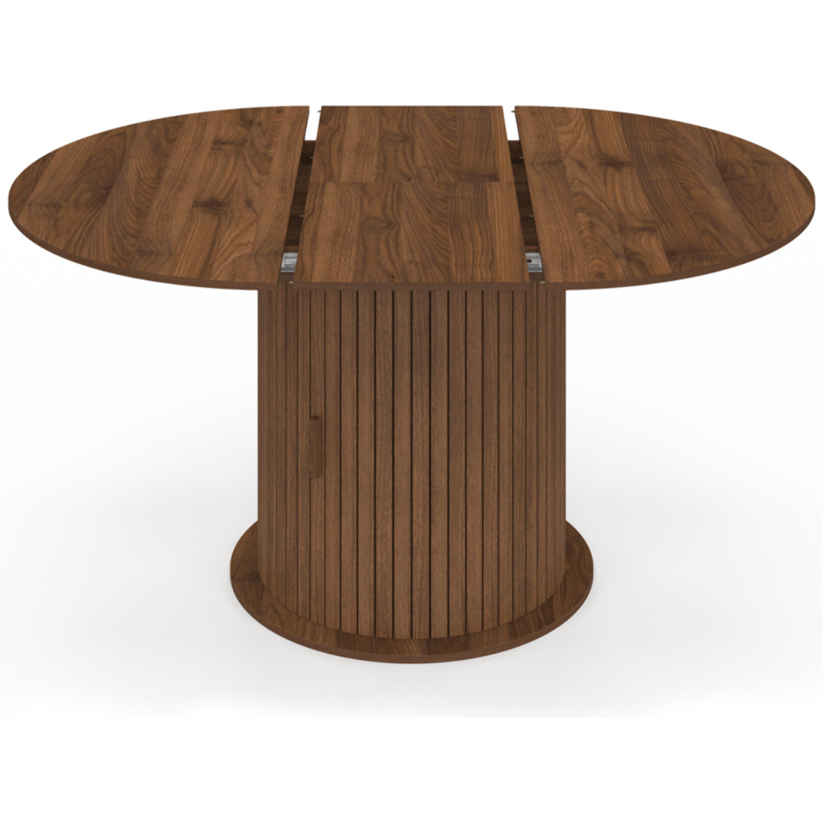 Table à manger ronde extensible Albane effet hêtre avec rangement Ø110-150cm