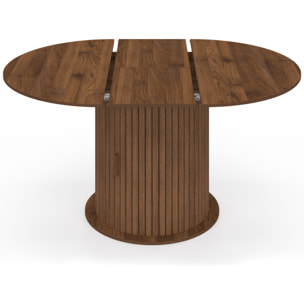 Table à manger ronde extensible Albane effet hêtre avec rangement Ø110-150cm
