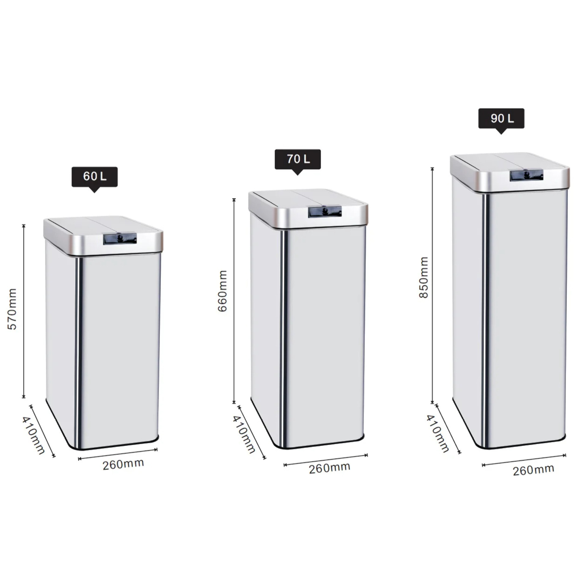 Poubelle automatique inox SILVERLAKE argent 70L