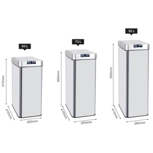 Poubelle automatique inox SILVERLAKE argent 70L