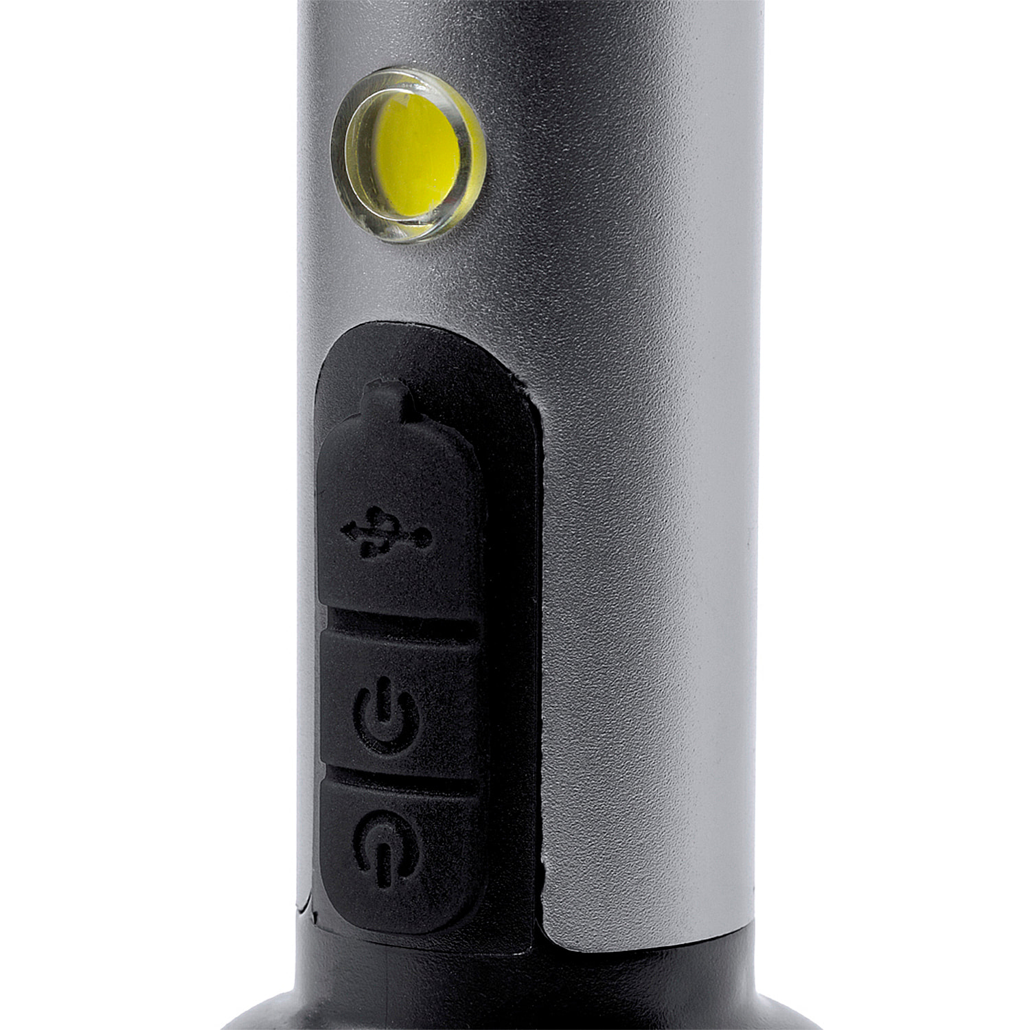 Linterna Eterial de aluminio. Potente y recargable con 1 LED frontal y 4 luces COB, 3 modos de iluminación y batería de 1200 mAh.