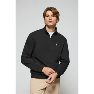 Sudadera de media cremallera negra con logo bordado Rigby Go