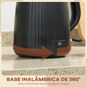Hervidor de Agua Eléctrico 1,7 L, 2025 W, Calentador de Agua Eléctrico con Apagado Automático, Base Giratoria 360°, Filtro Antical Extraíble, Negro