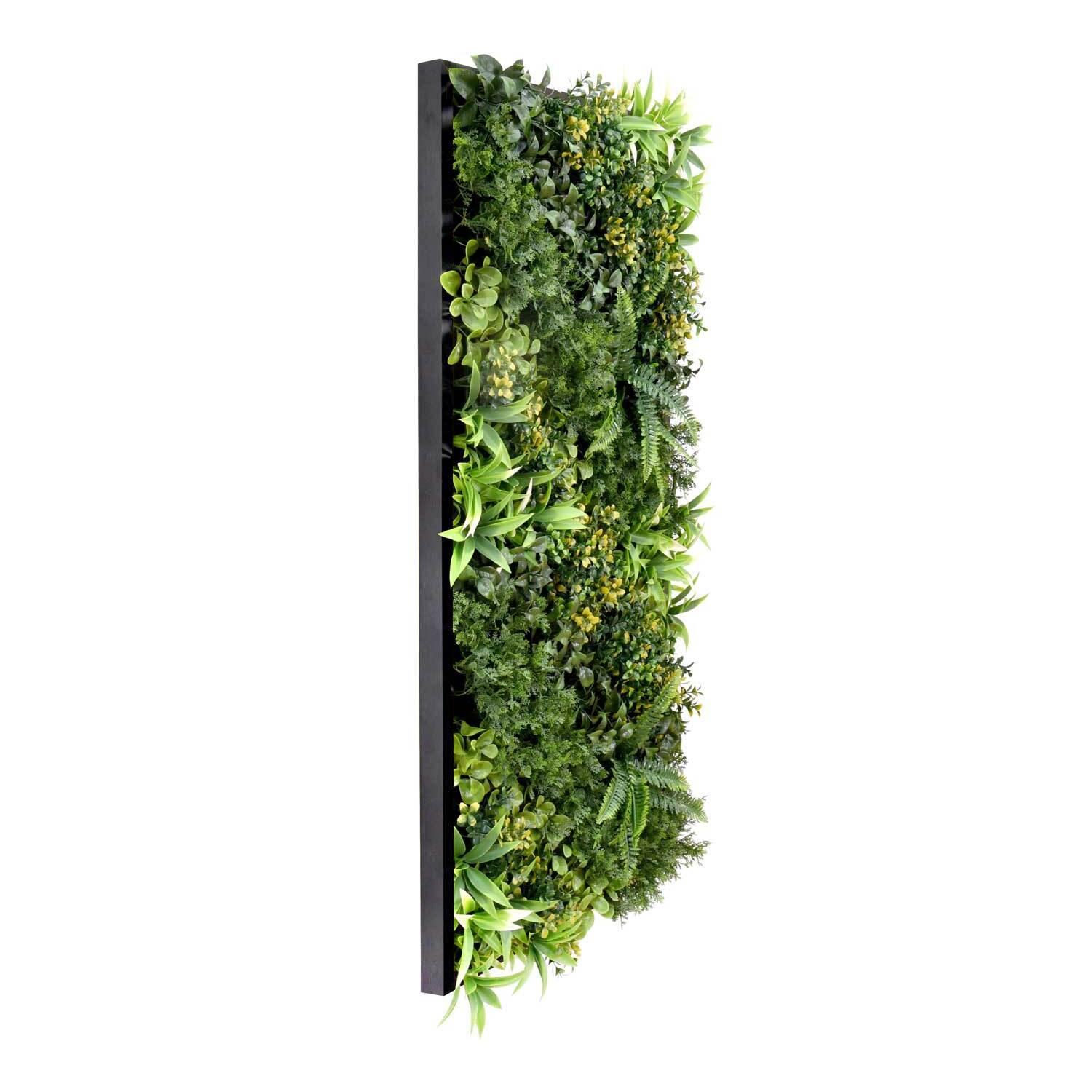 Giungla - Quadro vegetale con foglie e fiori, cornice nera in PVC, 100x50 cm