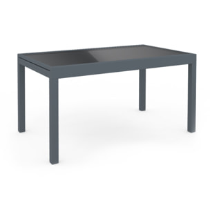 Table de jardin extensible 135-270cm verre trempé gris