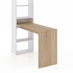 Mesa de escritorio con estantería Cosmic Blanco Artik (Blanco Mate) - Roble Canadian