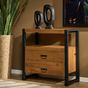 Commode bois métal 2 tiroirs MILORA
