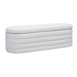 Banc coffre en tissu effet laine bouclée blanc L125 cm NAVY