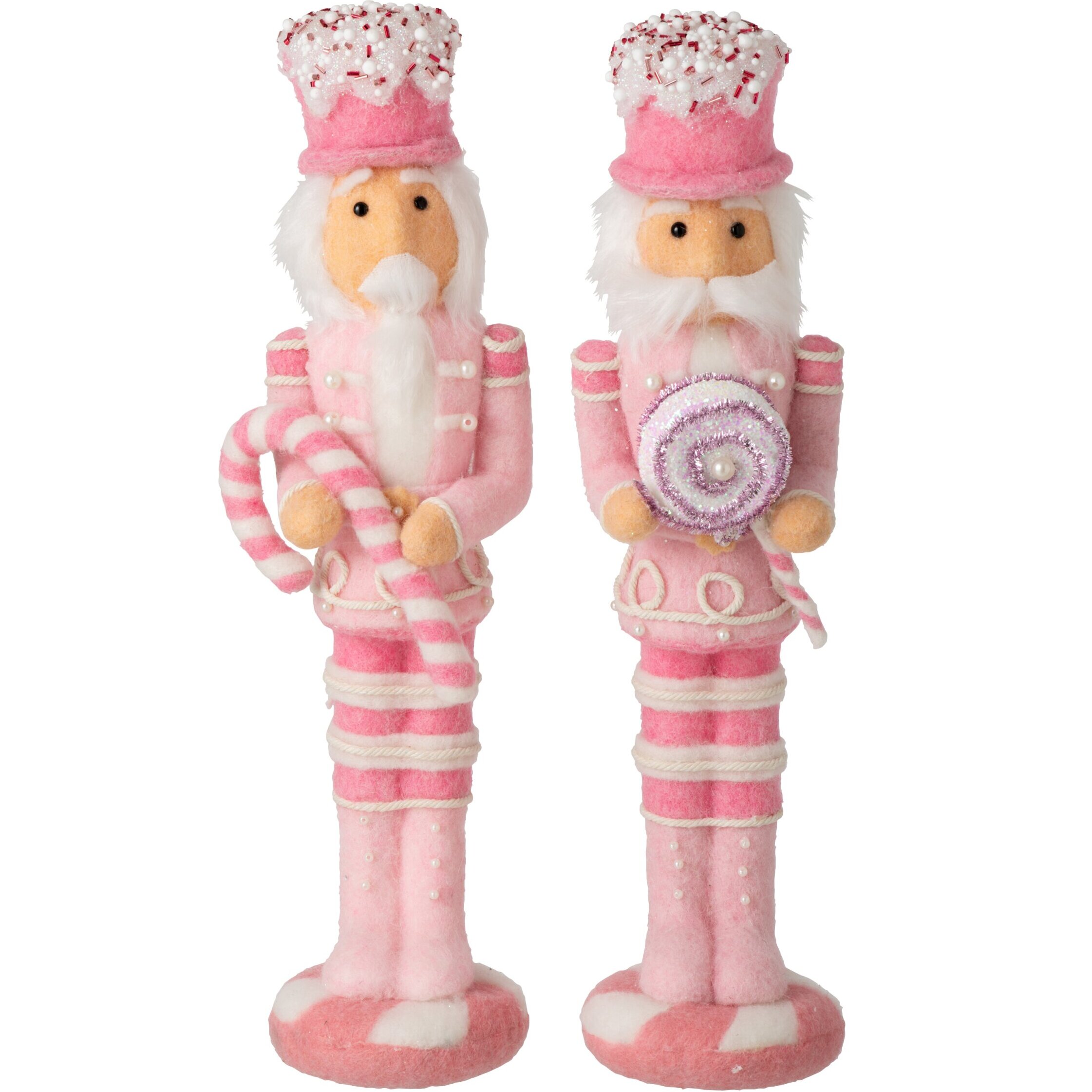 J-Line casse-noisettes - laine - rose clair/blanc - assortiment de 2