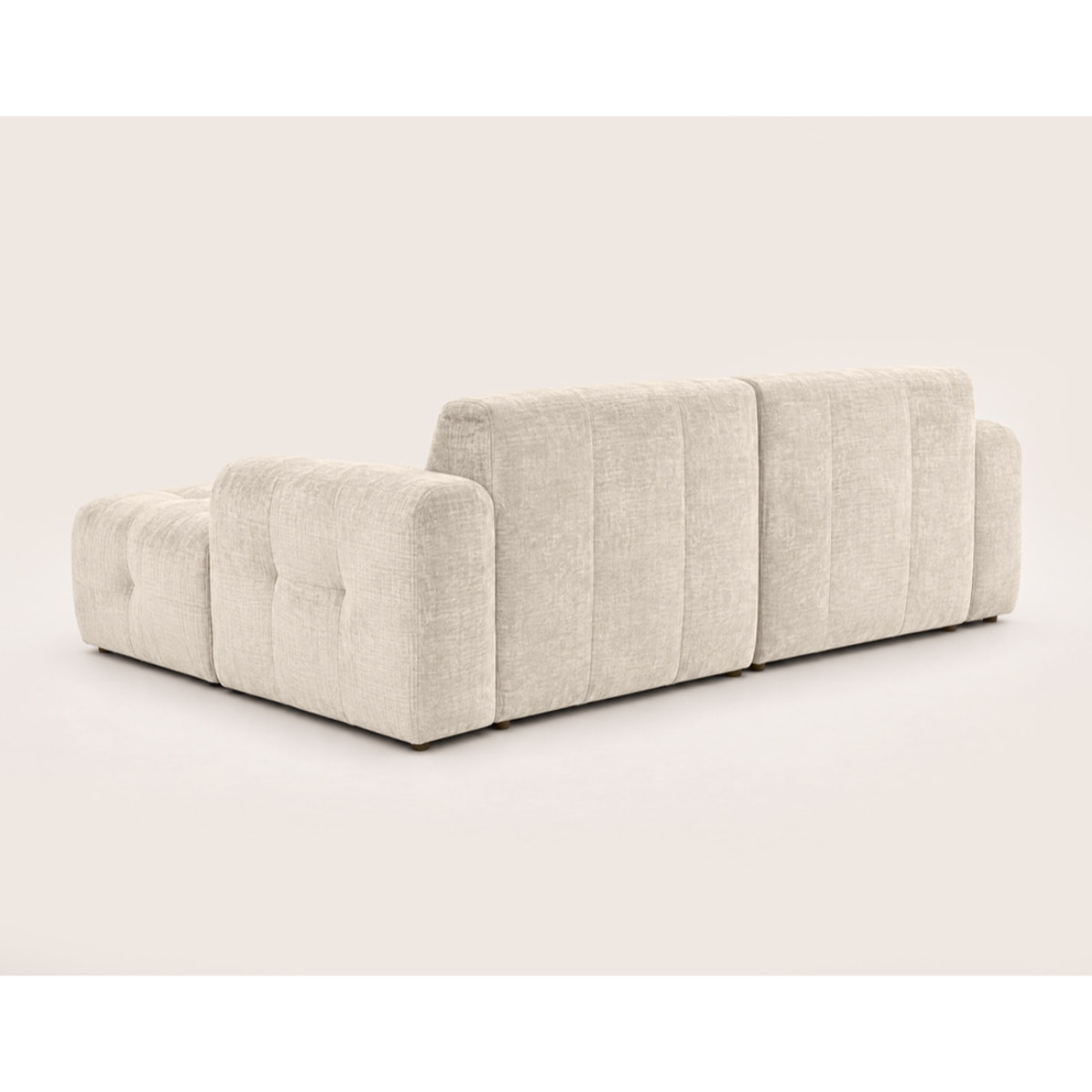Diane - Canapé d'angle droit 4 places en velours texturé - Beige