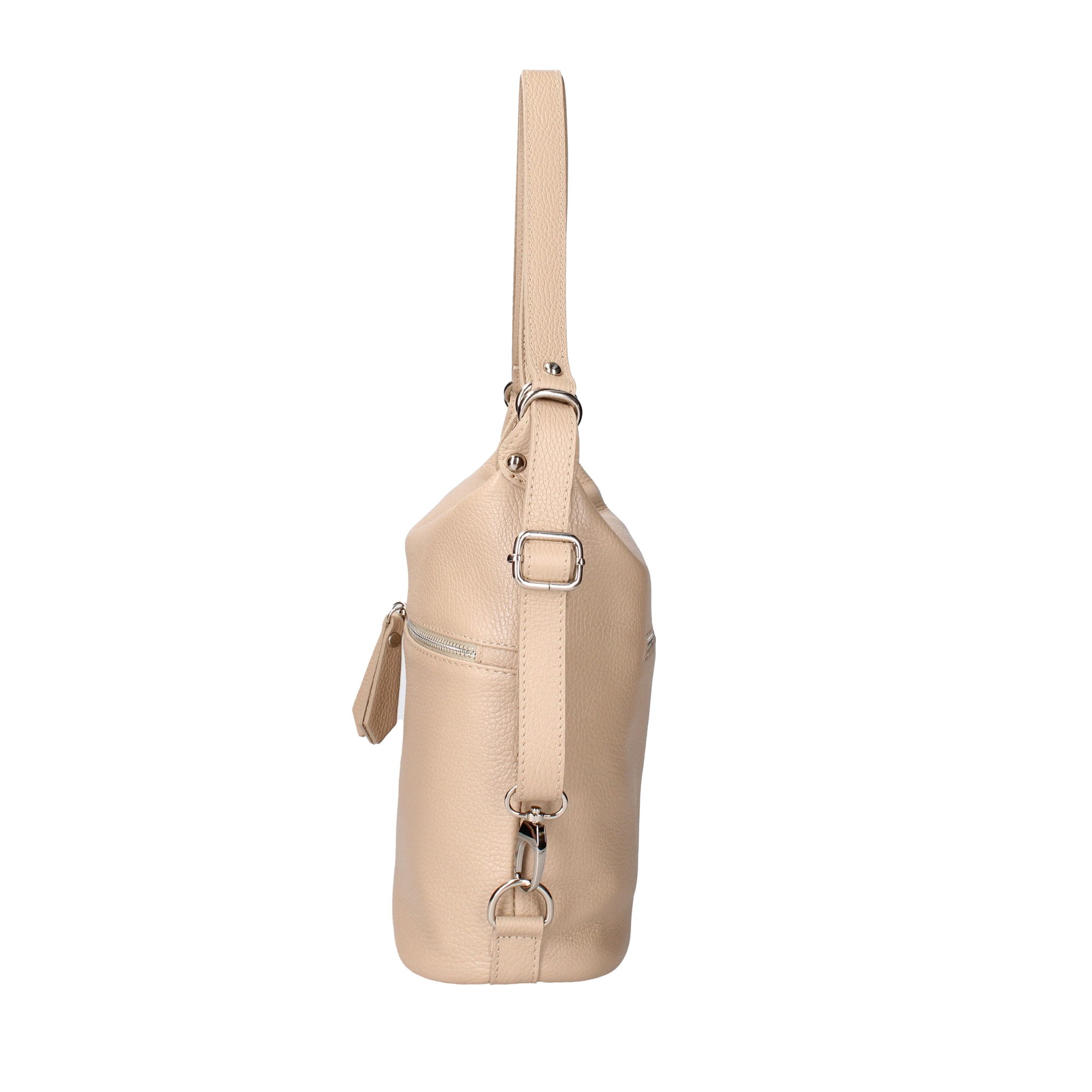 Borsa a spalla convertibile in zaino Bianca da donna In Vera pelle Made in Italy 30x26x9 cm