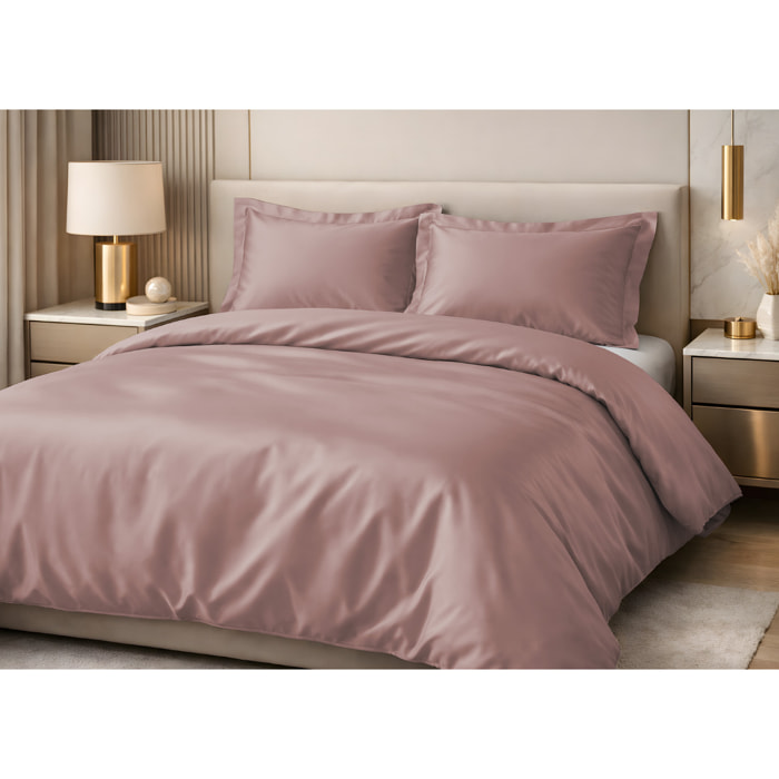 Parure Copripiumino Estate/Inverno 100% Raso Cotone Tinta Unita Rosa 05 GI