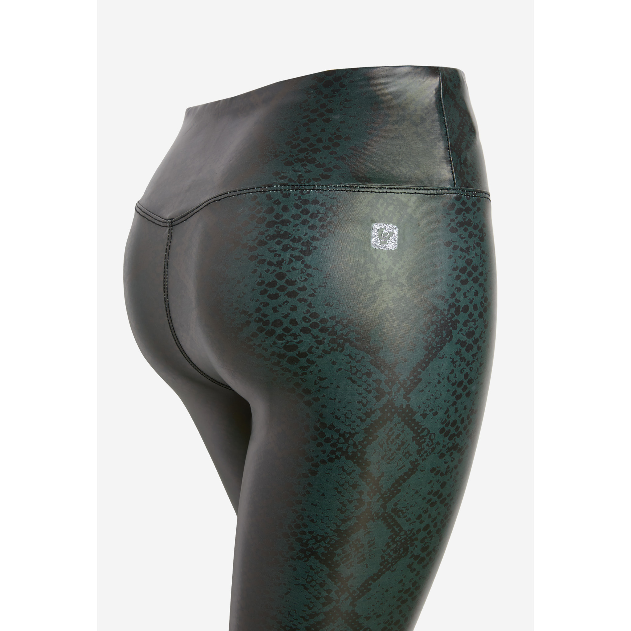 Leggings vita alta 7/8 in tessuto coated effetto snake